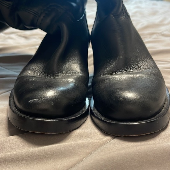 Gucci Vintage Fur Lined Leather Tall Black Gold Heeled Boots Size 4.5 - Picture 5 of 15